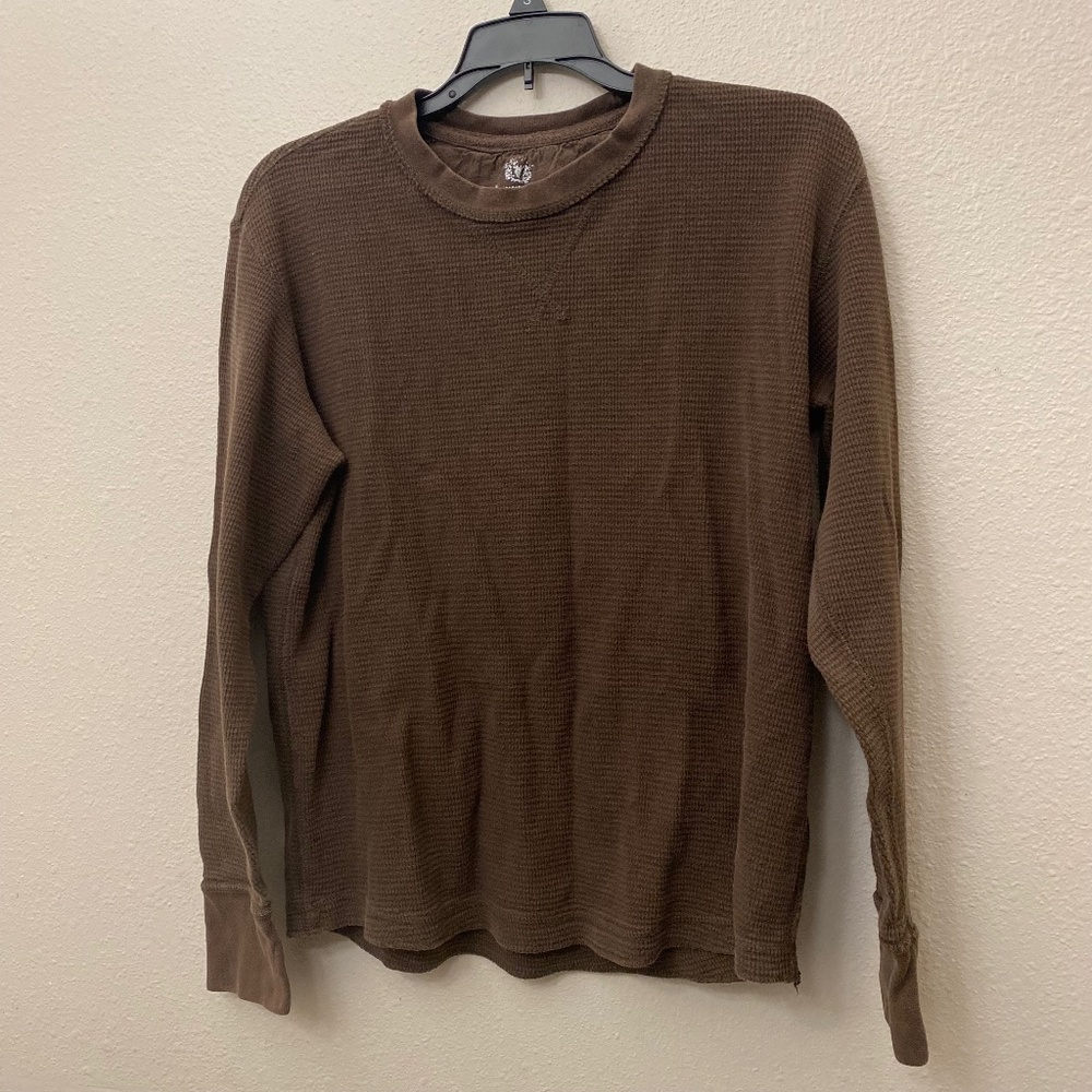 Roebuck and Co Brown Long Sleeve Tee Textured 100% Cotton